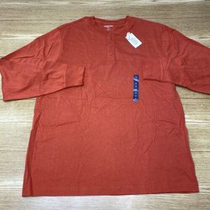 Lands End Long Sleeve T-Shirt Henley Tee NWT